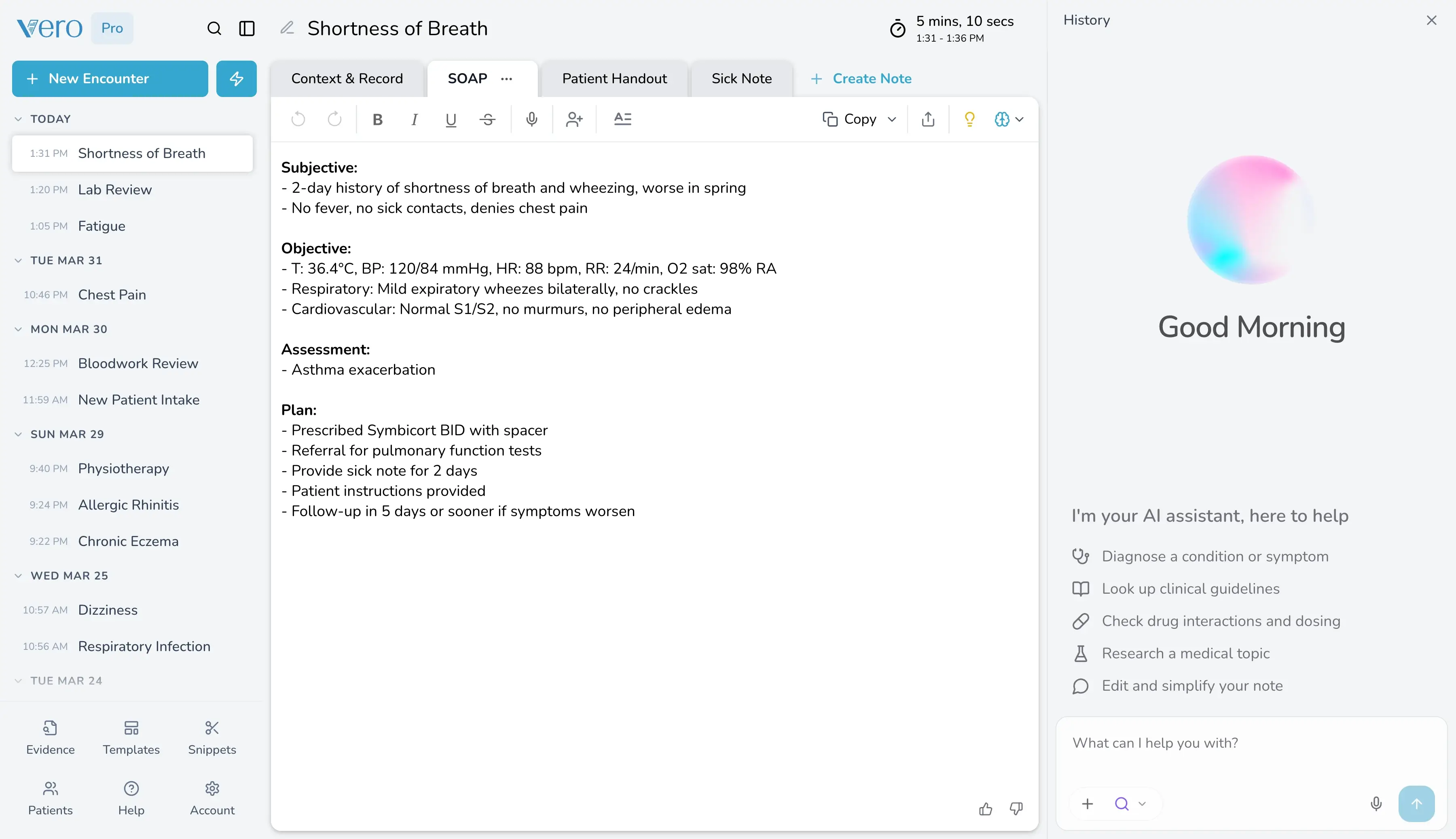 Vero Scribe dashboard